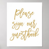 Chic Hand Lettered Gold Guestbook Poster (Voorkant)