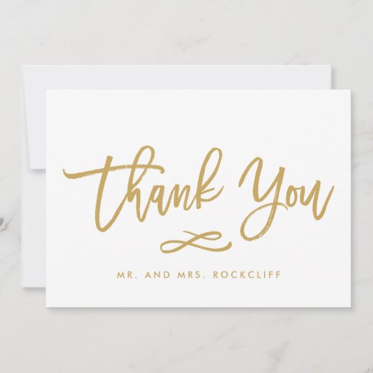 Chic Hand Lettered Gold Hartelijk dank, flatje Bedankkaart (Voorkant)