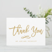 Chic Hand Lettered Gold Hartelijk dank, flatje Bedankkaart (Staand voorkant)