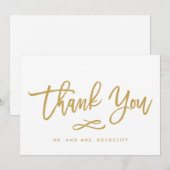 Chic Hand Lettered Gold Hartelijk dank, flatje Bedankkaart (Voorkant / Achterkant)