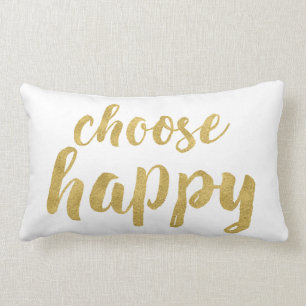 Chic Hand Lettered Gold Kies Happy Decorative Kussen
