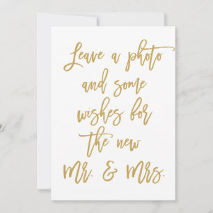 Chic Hand Lettered Gold Photo en Wishes Advieskaart