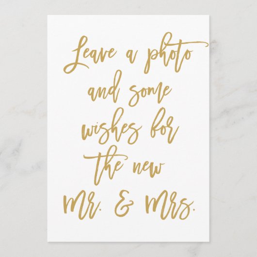 Chic Hand Lettered Gold Photo en Wishes Advieskaart (Voorkant)