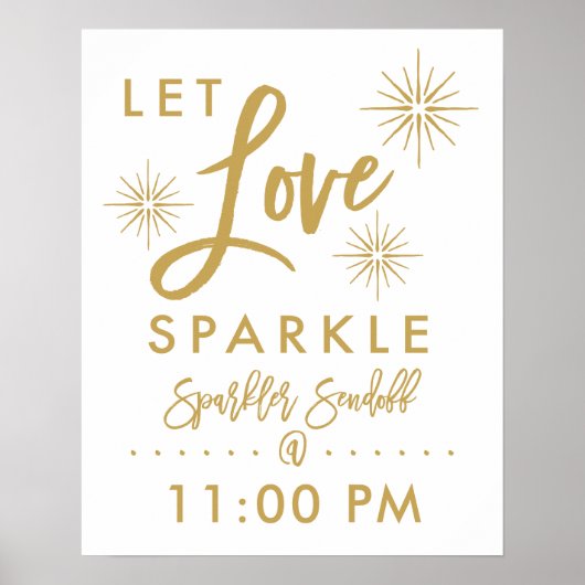 Chic Hand Lettered Gold Sparkler Sendoff Sign Poster (Voorkant)