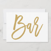 Chic Hand Lettered Gold Wedding Bar Sign Kaart (Achterkant)