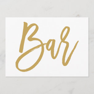 Chic Hand Lettered Gold Wedding Bar Sign Kaart