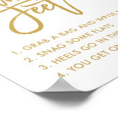 Chic Hand Lettered Gold Wedding Dancing Feet Sign. Poster (Hoek)