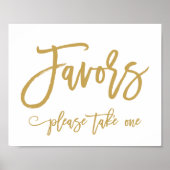 Chic Hand Lettered Gold Wedding Favors Sign Poster (Voorkant)