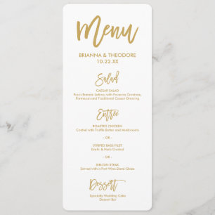 Chic Hand Lettered Gold Wedding Menu