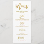 Chic Hand Lettered Gold Wedding Menu (Voorkant)