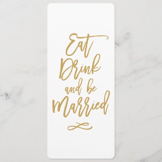 Chic Hand Lettered Gold Wedding Menu (Achterkant)