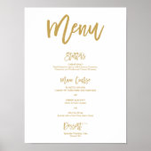 Chic Hand Lettered Gold Wedding Menu Poster (Voorkant)