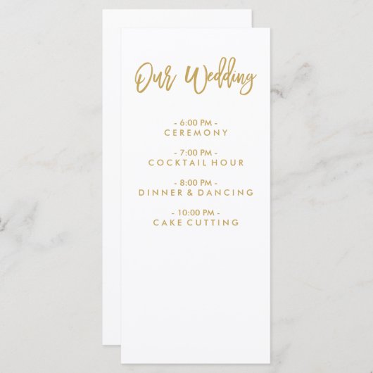 Chic Hand Lettered Gold Wedding programma Programmakaart (Voorkant / Achterkant)