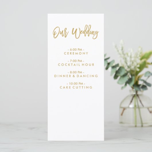 Chic Hand Lettered Gold Wedding programma Programmakaart (Staand voorkant)