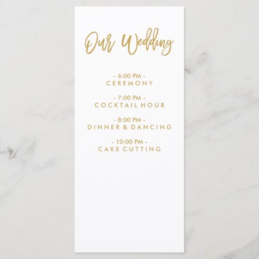 Chic Hand Lettered Gold Wedding programma Programmakaart (Voorkant)