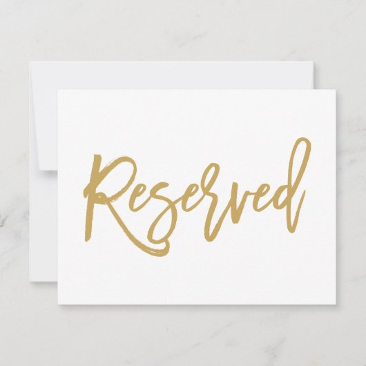 Chic Hand Lettered Gold Wedding Reserved Sign Kaart (Voorkant)