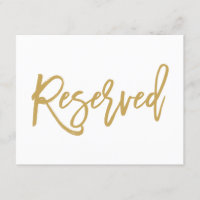 Chic Hand Lettered Gold Wedding Reserved Sign