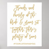 Chic Hand Lettered Gold Wedding Seating Sign Poster (Voorkant)