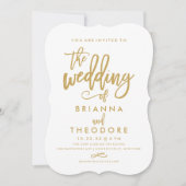 Chic Hand Lettered Gold Wedding Uitnodiging (Voorkant)