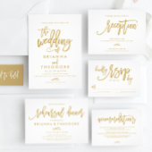 Chic Hand Lettered Gold Wedding Uitnodiging
