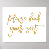 Chic Hand Lettered Gold Wedding vind je stoel Poster (Voorkant)