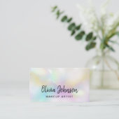 Chic Hand Lettered Holographic Opal Visitekaartje (Staand voorkant)