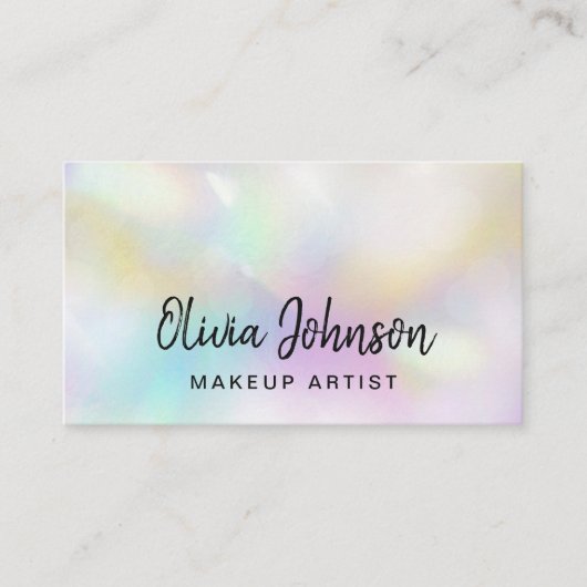 Chic Hand Lettered Holographic Opal Visitekaartje (Voorkant)