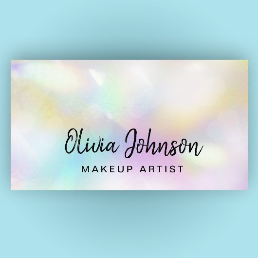 Chic Hand Lettered Holographic Opal Visitekaartje