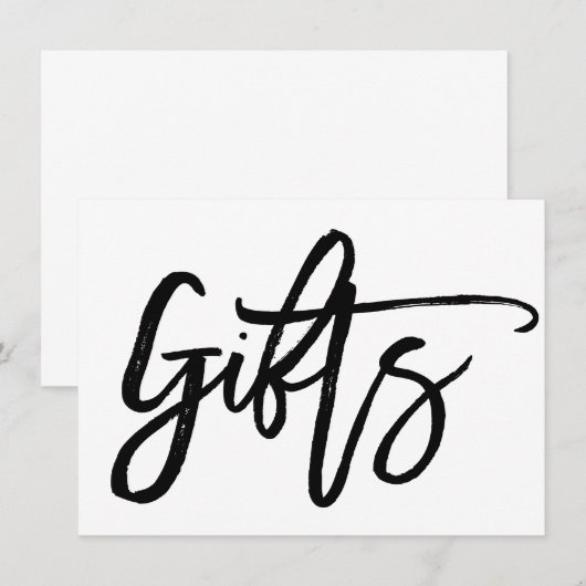 Chic Hand Lettered Huwelijkscadeaus Sign. Kaart (Voorkant / Achterkant)