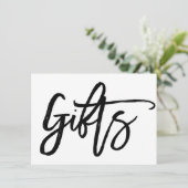 Chic Hand Lettered Huwelijkscadeaus Sign. Kaart (Staand voorkant)