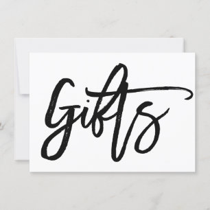 Chic Hand Lettered Huwelijkscadeaus Sign. Kaart
