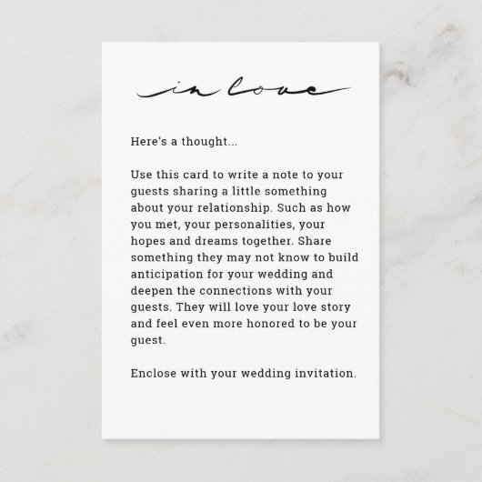 Chic Hand Lettered "In Love" Enclosure Kaart (Voorkant)