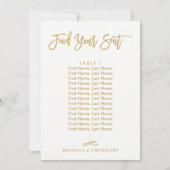 Chic Hand Lettered Individual Seating Chart Gold Kaart (Voorkant)