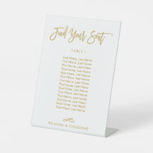 Chic Hand Lettered Individual Seating Chart Gold