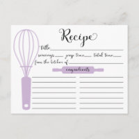 Chic Hand Lettered Lavender Whisk Recipcard