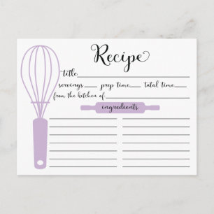 Chic Hand Lettered Lavender Whisk Recipcard Briefkaart