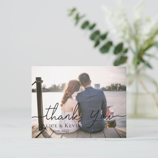 Chic Hand Lettered Photo Weddenschap Hartelijk dan Briefkaart (Staand voorkant)