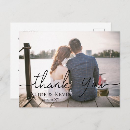 Chic Hand Lettered Photo Weddenschap Hartelijk dan Briefkaart (Voorkant / Achterkant)
