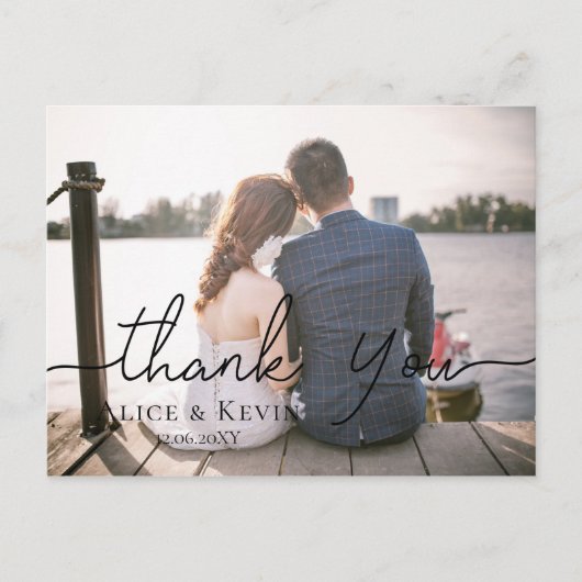 Chic Hand Lettered Photo Weddenschap Hartelijk dan Briefkaart (Voorkant)