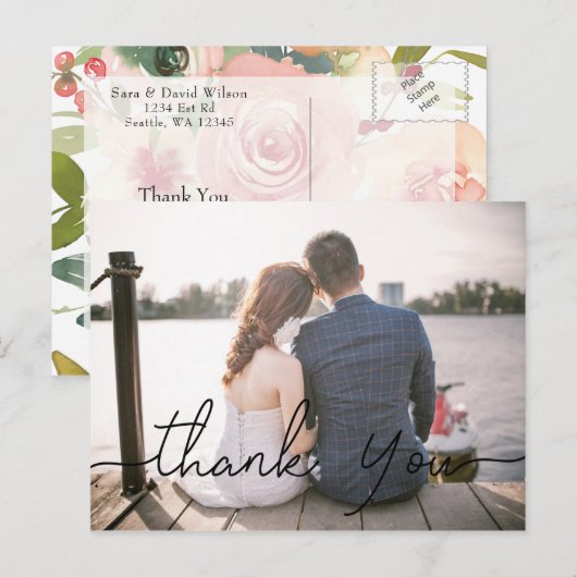 Chic Hand Lettered Photo Weddenschap Hartelijk dan Briefkaart (Voorkant / Achterkant)