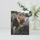Chic Hand Lettered Photo Wedding Bedankt Briefkaart (Staand voorkant)