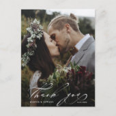 Chic Hand Lettered Photo Wedding Bedankt Briefkaart (Voorkant)