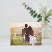 Chic Hand Lettered Photo Wedding Bedankt Briefkaart (Staand voorkant)