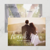 Chic Hand Lettered Photo Wedding Bedankt Briefkaart (Voorkant / Achterkant)