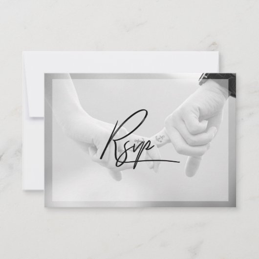 Chic Hand Lettered Photo Wedding RSVP Kaartje (Voorkant)