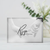 Chic Hand Lettered Photo Wedding RSVP Kaartje (Staand voorkant)