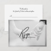 Chic Hand Lettered Photo Wedding RSVP Kaartje (Voorkant / Achterkant)