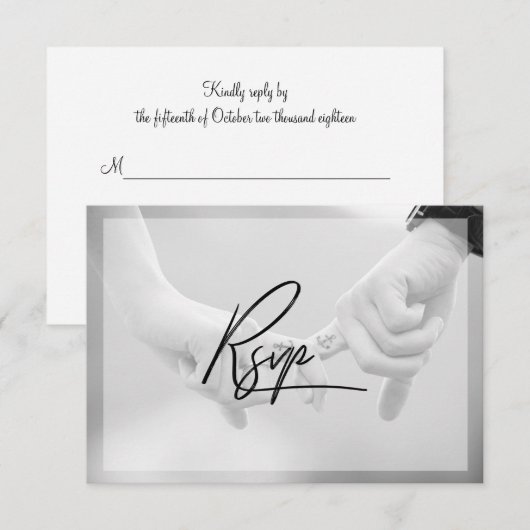 Chic Hand Lettered Photo Wedding RSVP Kaartje (Voorkant / Achterkant)