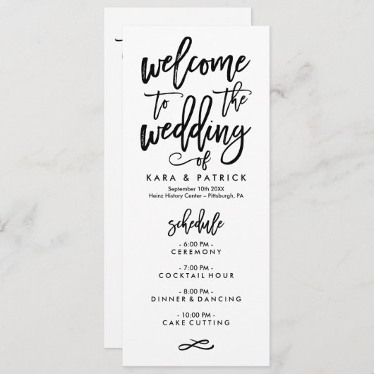 Chic Hand Lettered Planning en Programma van de We Programmakaart (Voorkant / Achterkant)