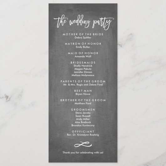 Chic Hand Lettered Planning en Programma van de We Programmakaart (Achterkant)